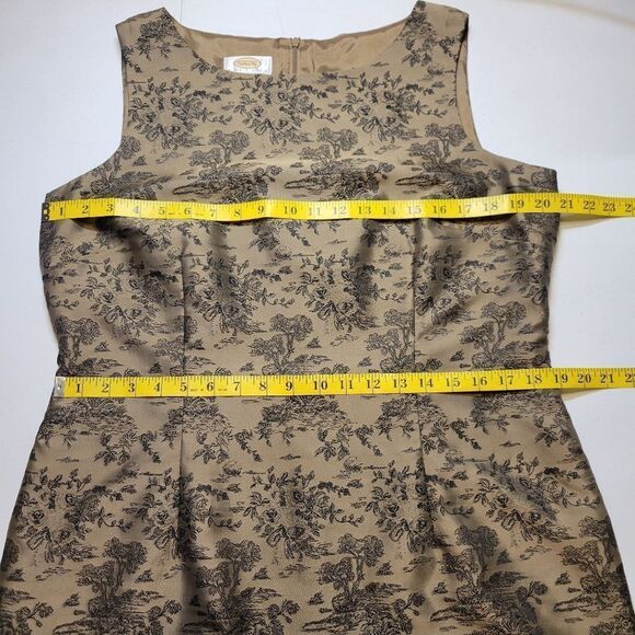 Talbots Suit Dress Toile Floral Patterned Sleeveless Light Brown Black Women's - Picture 9 of 10